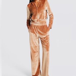 NWT PINK Victoria’s Secret Velour Shine Logo Wide-Leg pants and zip hoodie